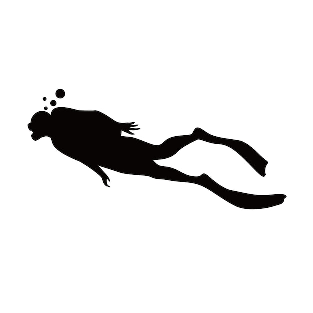 ダイバーのシルエット デザインの人が水中を泳ぐ標識とシンボル