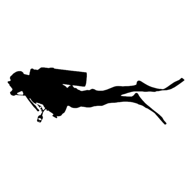 diver silhouette on white background