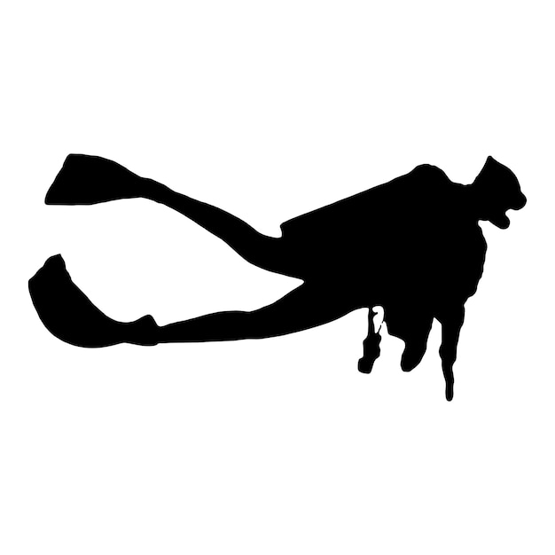 diver silhouette on white background