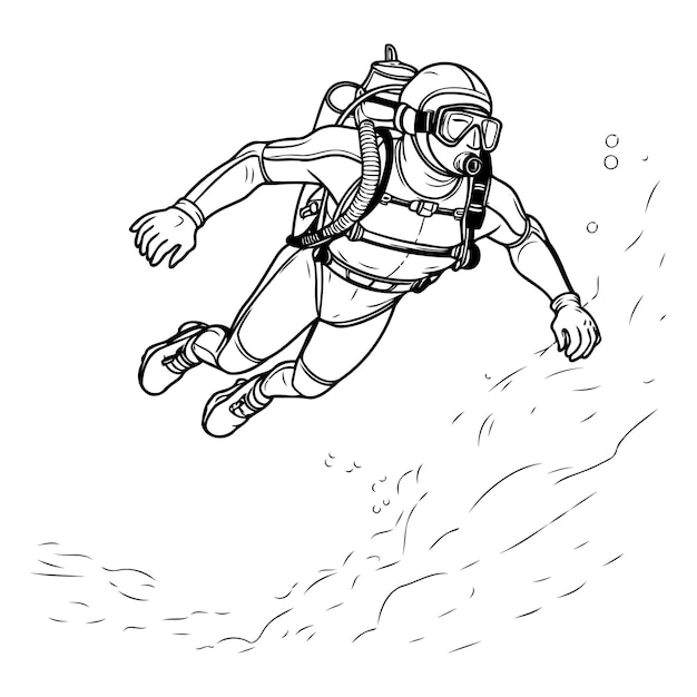 Diver skydiving Vector illustration of a skydiver
