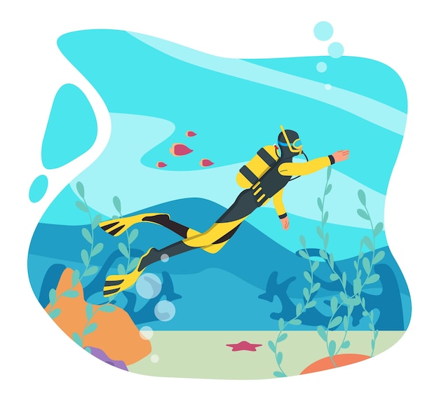 Diver underwater concept