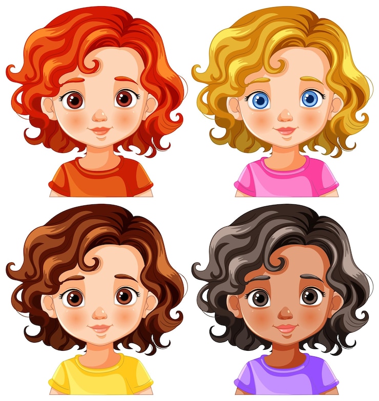 वेक्टर diverse cartoon children faces collection