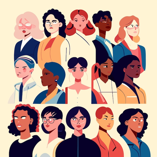 Diverse Characters Vector Design Flat Illustration