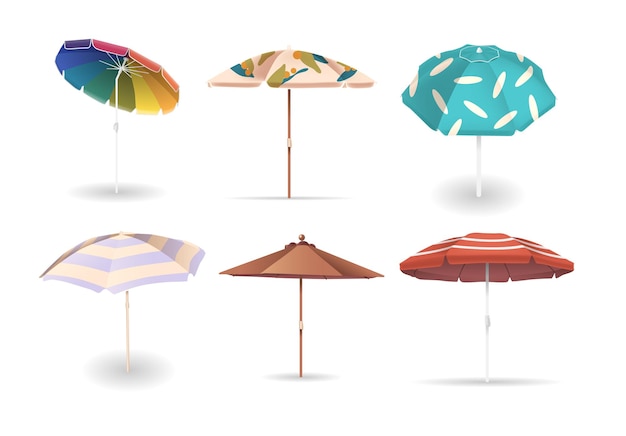 diverse colorful 3d vector summer patio umbrellas includes a variety of designs