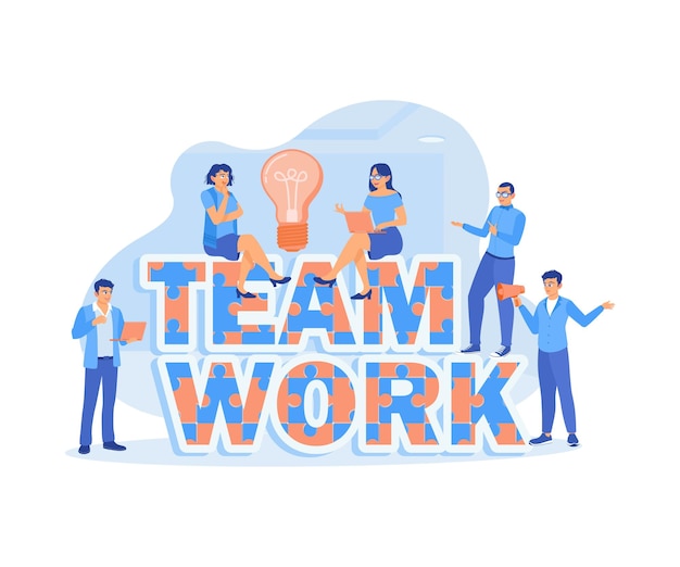 Vector diverse entrepreneurs working together on business projects business teamwork teamwork concept flat vector illustration