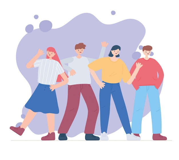 diverse friend group of people illustration