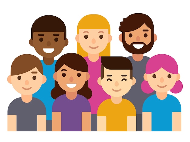 Premium Vector | Diverse group of people cute and simple flat cartoon style