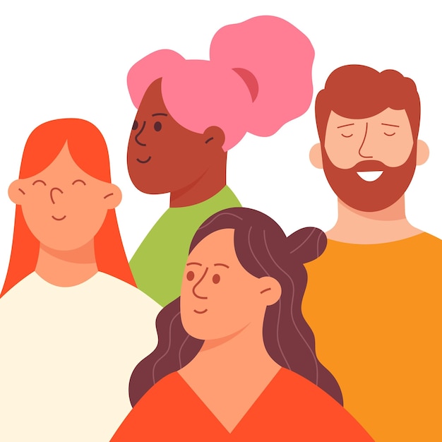 A diverse group of people smiling and looking towards the viewer