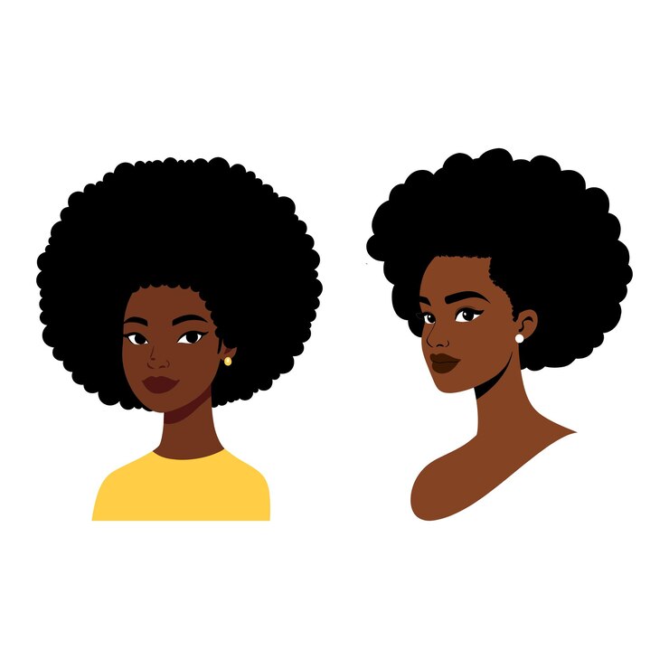 Vector diverse hairstyles for young women flat avatar vector illustration
