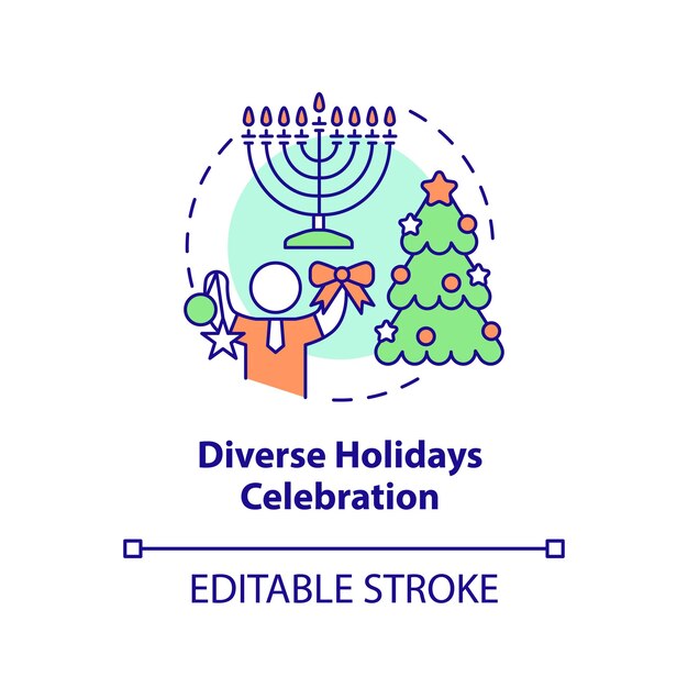 Diverse holidays celebration concept icon