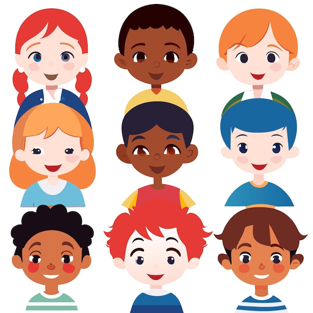 Diverse kinderpersonages in plat vectorontwerp, ideaal voor web of print