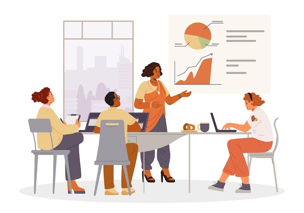 diverse people on business presentation in the office