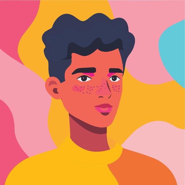 Diverse people portrait flat style vector design illustration of young man