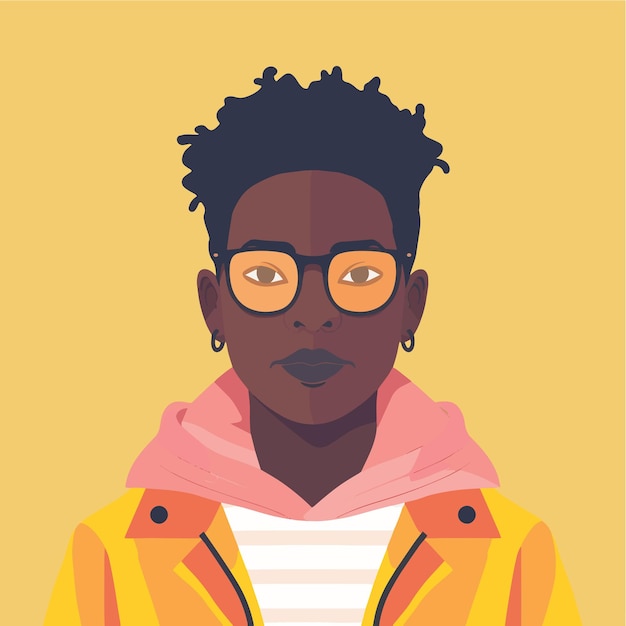 Diverse people portrait flat style vector design illustration of young man