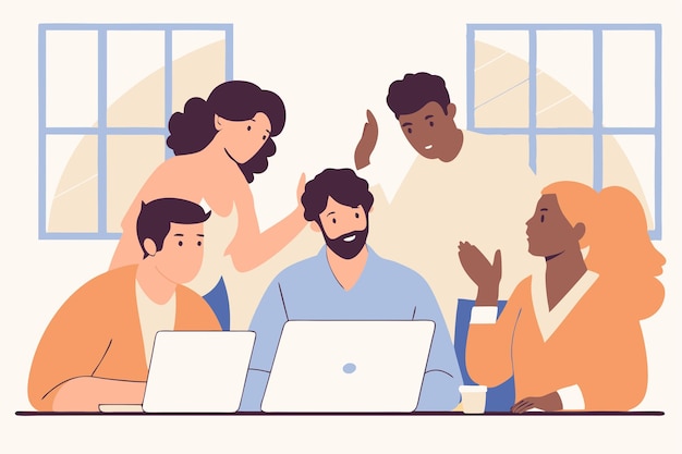 Diverse teams van professionals die samenwerken aan een creatief project teamwerk en brainstorming