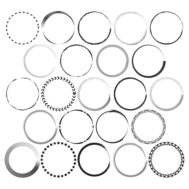 Diverse verzameling cirkelramen Handgetekende cirkelgrenzen collectie Creatieve ronde elementen