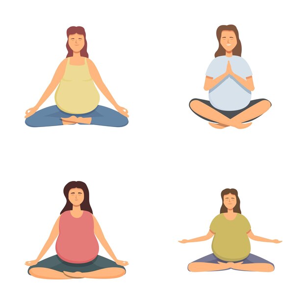 diverse women practicing yoga poses illustration