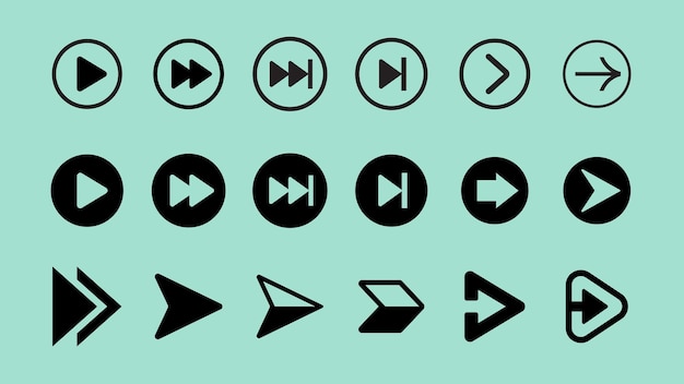 Diverse zwarte pijl pictogram verzameling vector Zwarte pijl icoon set vector Zwart pijl ikoon in verschillende ontwerpen Verschillende zwarte pictogram icoon vector verzameling