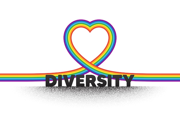 Diversiteit en inclusie cultuur equity-logo LGBT-trotsvlag met diversiteitstekst Trotsdag met hartpictogram Vector