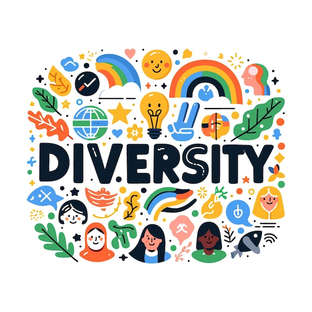 Vector diversity concept flat style vector illustration on a white background