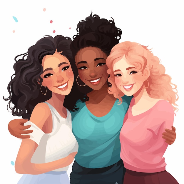 Diversity Girls Friendship Vector