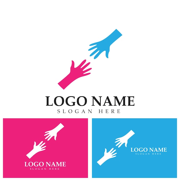 Diversity hand team work help logo vector icon illustration