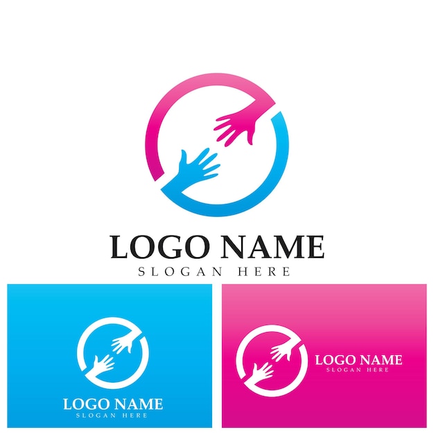 Diversity hand team work help logo vector icon illustration