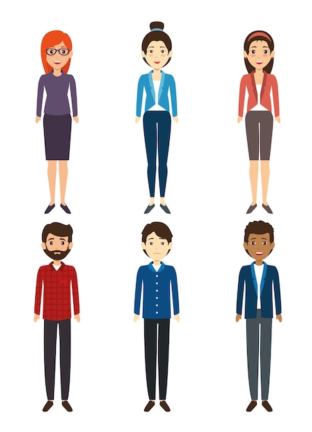 Vector diversity people icon set