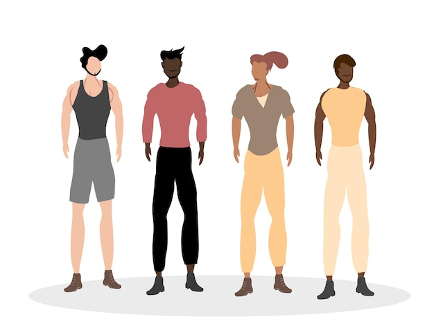ベクトル 人口多様性イベントのための異なる肌の顔と体を持つ多様性の人々