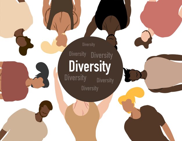 Vector diversity people with different skin face and body for population diversity event