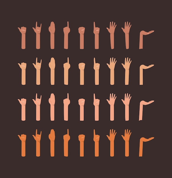 Vector diversity of skin hands design, people multiethnic race and community theme