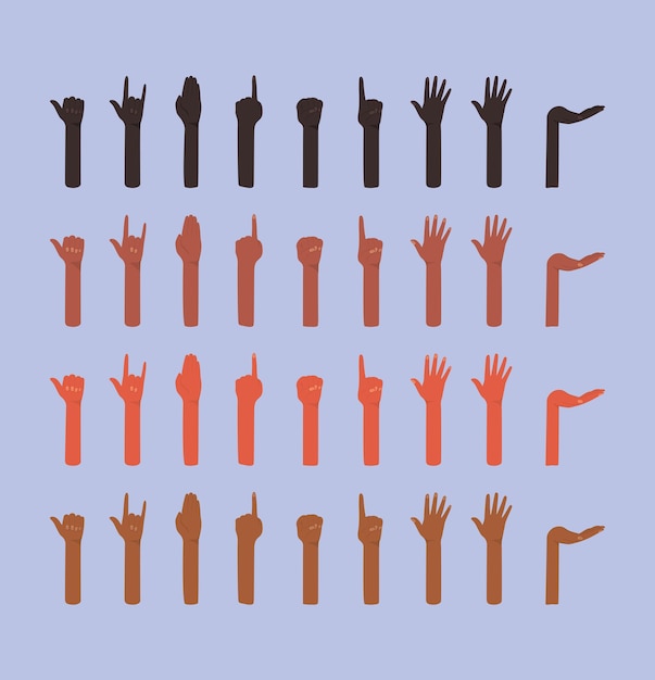 Vector diversity of skin hands design, people multiethnic race and community theme