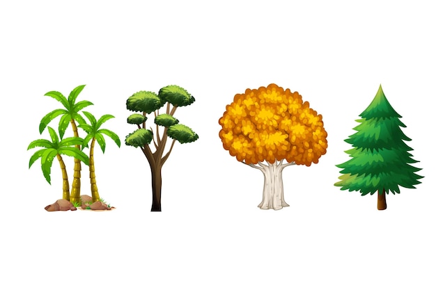 Vector diversity of trees set on white background