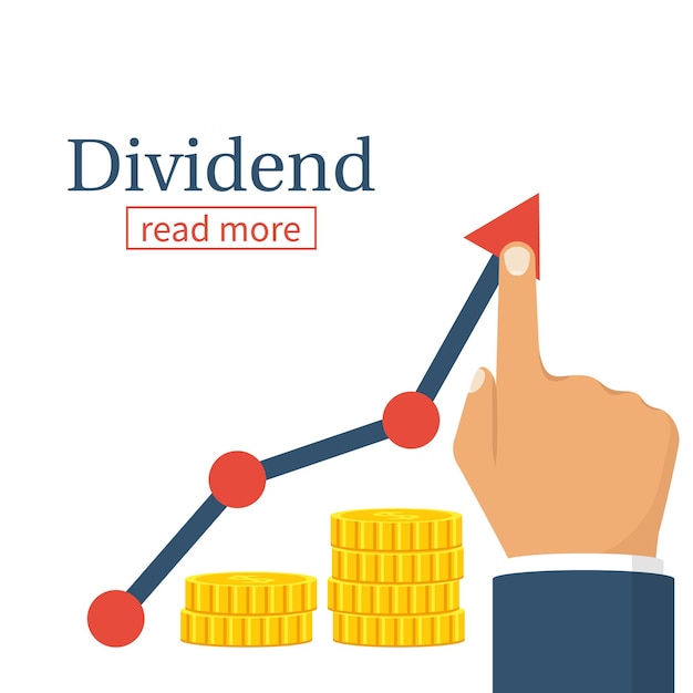 Dividend concept winst beurs man in de hand houden zakelijke grafiek verbeteren groei grafiek vector ziek