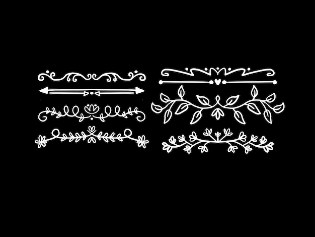 Vector divider border gothic ornamental series of fingers drawn retro vintage vector framing and straight