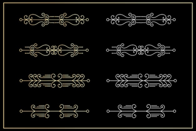 ベクトル 黒に設定された仕切りの金色の線の境界線。