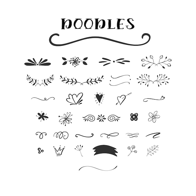 Divider heart doodle set. dividers borders. vector illustration