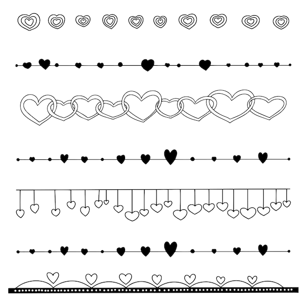 Dividers for card or inventing card. Vector illustration with hand draw heart. Vector illustration.
