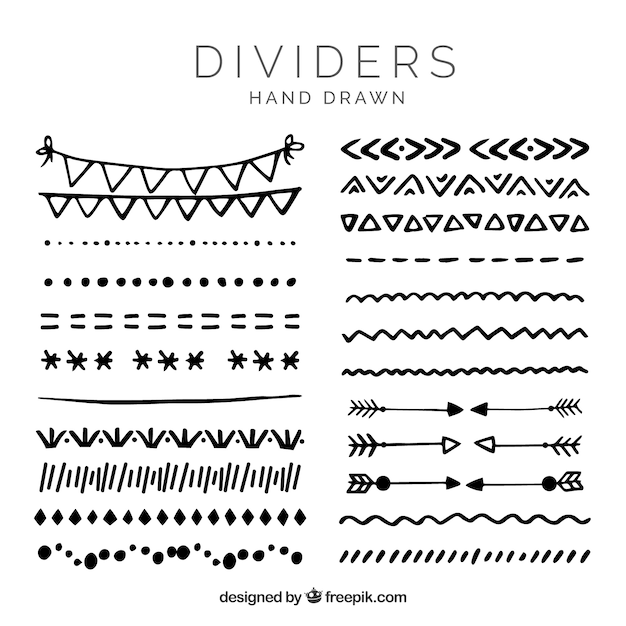 Vector dividers collection in hand drawn style
