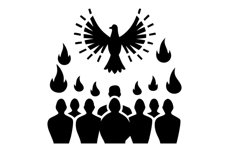 Vector divine pentecost moment tongues of fire amp heavenly light
