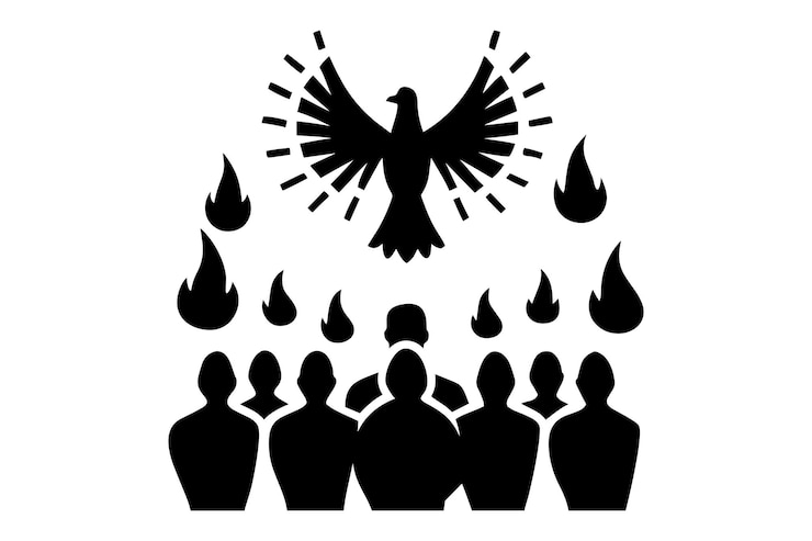 Vector divine pentecost moment tongues of fire amp heavenly light