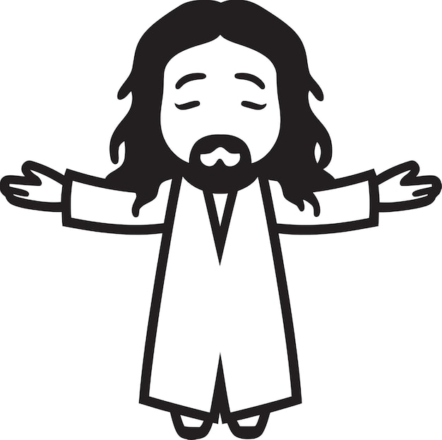 Vector divine presence cartoon jesus in black gentle comforter cute black jesus vector