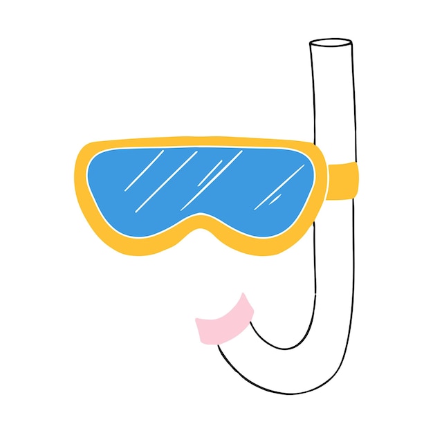 Vector diving goggles and snorkel fun at sea vacation accessories vector illustration isolated