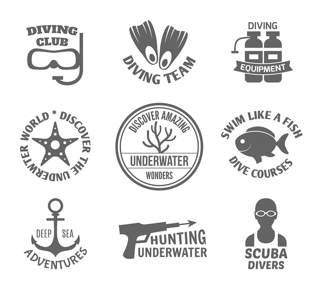 Set di etichette subacquee