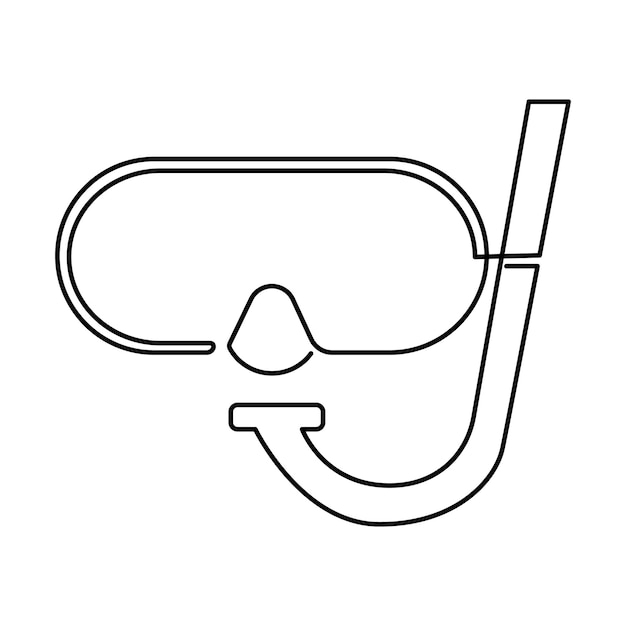 ダイビング マスク アイコン黒の細い線影付きのダイビング マスク アイコン ダイビング スポーツ水と水中活動夏のためのシュノーケルとダイビング マスクのベクトル