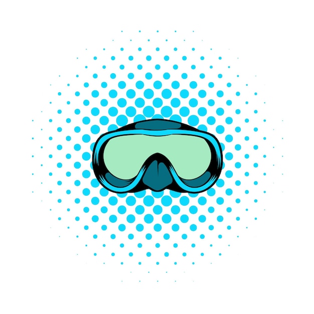Vector diving mask icon in comics style on a white background