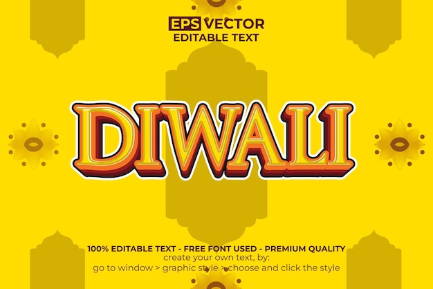 diwali 3d text effect yellow color style