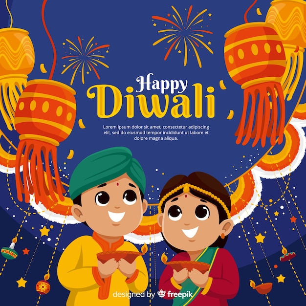 Diwali background in flat design