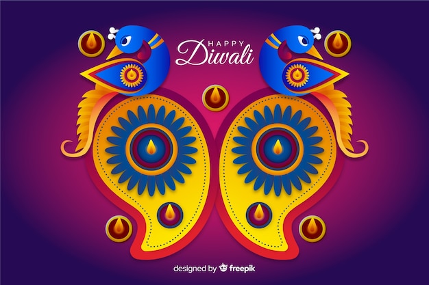 Vector diwali background in paper style