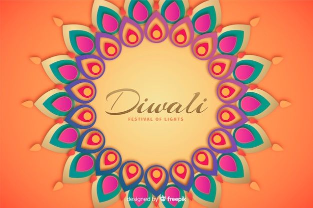 Vector diwali background in paper style